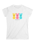 Easter Bunny Graphic Slim Fit Softstyle Tee for Women - Cute Happy Easter T-Shirt - 28a