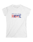 Women's Semi-Fitted, Short Sleeve, Cotton Tee - Patriotic 4th of July, 'Proud to Call the USA Home' Floral Graphic - item