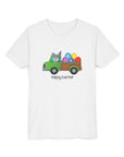 Happy Easter Youth Short Sleeve Tee - Cute Bunny & Colorful Eggs Design - 30.0