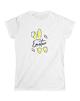 Happy Easter Women's Slim Fit Softstyle Tee - Cute Bunny Design 1f