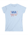 Women's Semi-Fitted, Short Sleeve, Cotton Tee - 4th of July, 'USA Independence Day 1776' Graphic - item