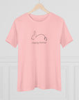 Women's Regular Fit Short Sleeve Cotton Tee - Simple "Happy Easter" Bunny Graphic - item