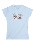 Women's Semi-Fitted, Short Sleeve, Cotton Tee - Butterflies, Wedding "Bride" Graphic - item