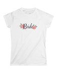 Women's Semi-Fitted, Short Sleeve, Cotton Tee - Floral Wedding "Bride" Graphic - item