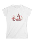 Women's Semi-Fitted, Short Sleeve, Cotton Tee- Castle, Fairytale Wedding Theme "Bride" Graphic - item