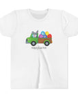 Happy Easter Youth Short Sleeve Tee - Cute Bunny & Colorful Eggs Design - 30.0
