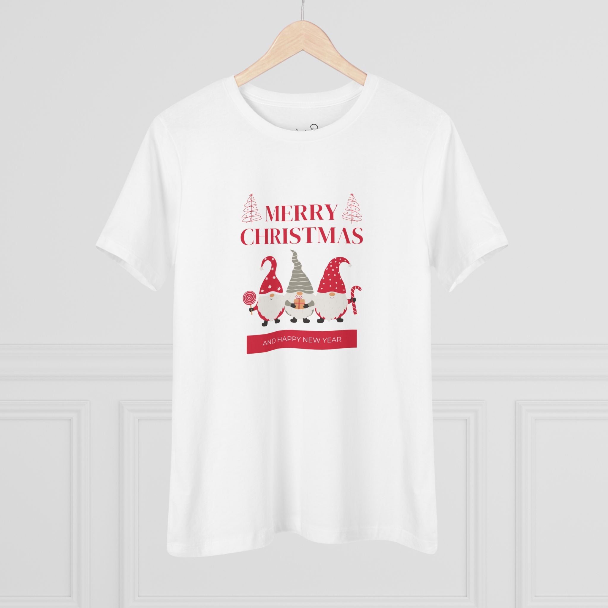 Women&#39;s Regular Fit Cotton Tee D.2 Christmas Gnome Trio