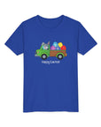Happy Easter Youth Short Sleeve Tee - Cute Bunny & Colorful Eggs Design - 30.0