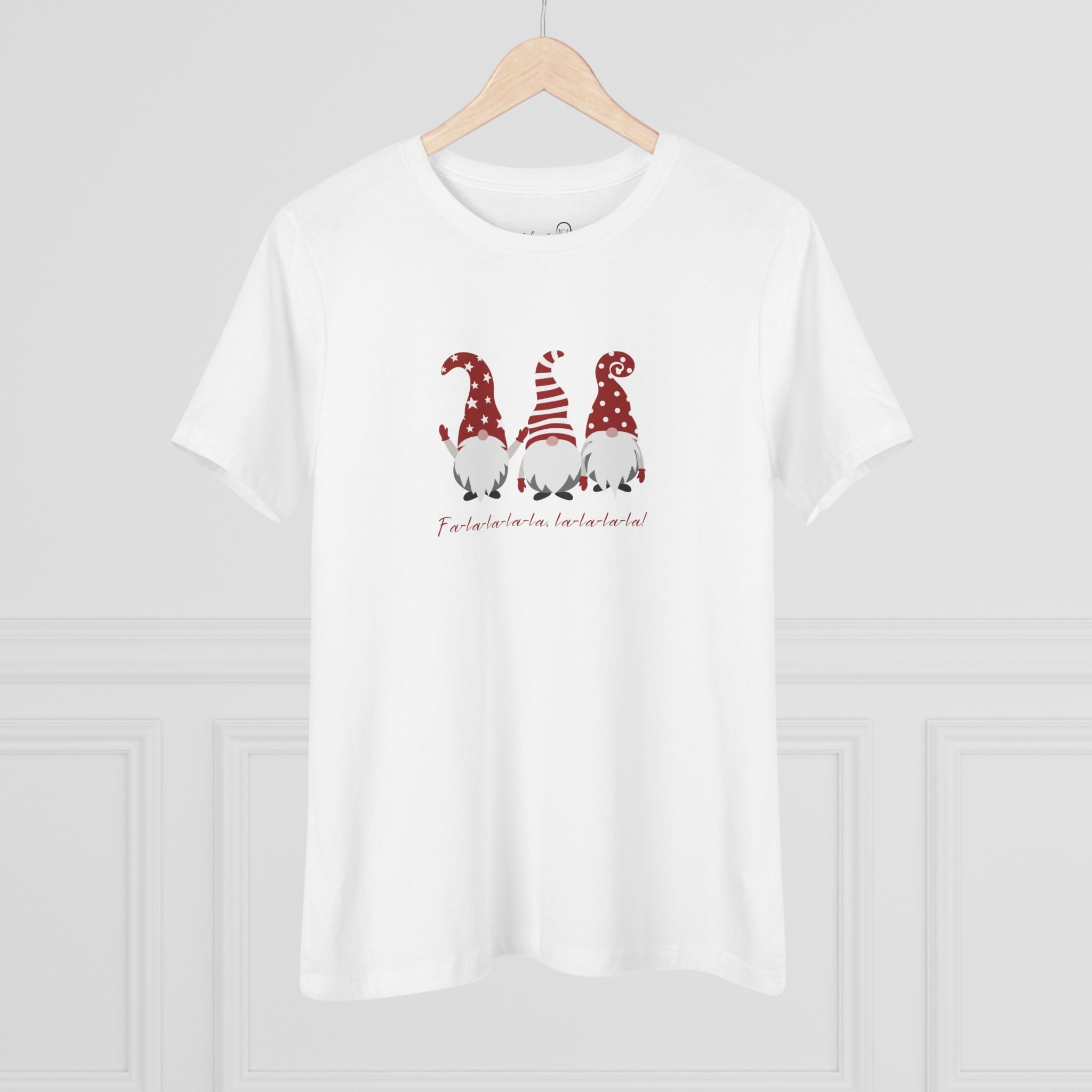 Women&#39;s Regular Fit Cotton Tee D.1 Christmas Gnomes Fa-la-la