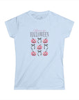 Women's Slim Fit Softstyle Tee - Halloween Bows, Pumpkins, Spider Webs, Oh My! P.11