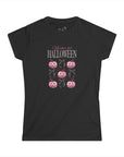 Women's Slim Fit Softstyle Tee - Halloween Bows, Pumpkins, Spider Webs, Oh My! P.11