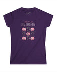 Women's Slim Fit Softstyle Tee - Halloween Bows, Pumpkins, Spider Webs, Oh My! P.11