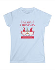 Women's Slim Fit Softstyle Tee D.2 Christmas Gnome Trio