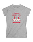 Women's Slim Fit Softstyle Tee D.2 Christmas Gnome Trio