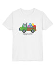 Happy Easter Youth Short Sleeve Tee - Cute Bunny & Colorful Eggs Design - 30.0