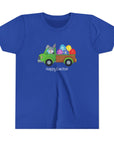 Happy Easter Youth Short Sleeve Tee - Cute Bunny & Colorful Eggs Design - 30.0